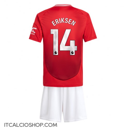 Manchester United Christian Eriksen #14 Prima Maglia Bambino 2024-25 Manica Corta (+ Pantaloni corti)
